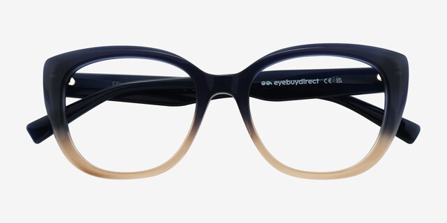 Billow Blue Brown AcetateEyeglass Frames from EyeBuyDirect, Closed View