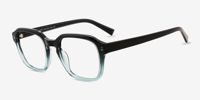 Breaker Black Green AcetateEyeglass Frames from EyeBuyDirect, Angle View