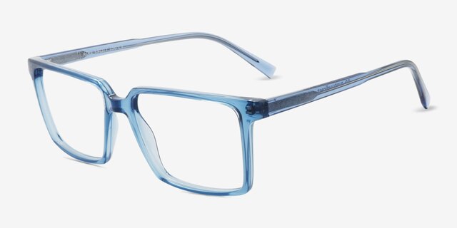 Roll Blue PlasticEyeglass Frames from EyeBuyDirect, Angle View