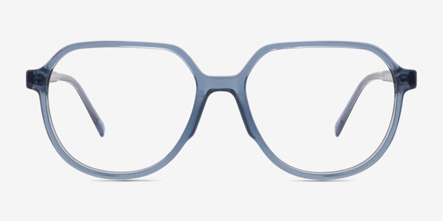 Serene Clear Blue PlasticEyeglass Frames from EyeBuyDirect, Front View