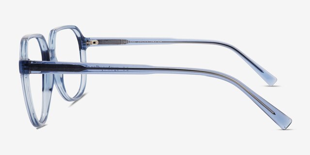 Serene Clear Blue PlasticEyeglass Frames from EyeBuyDirect, Side View