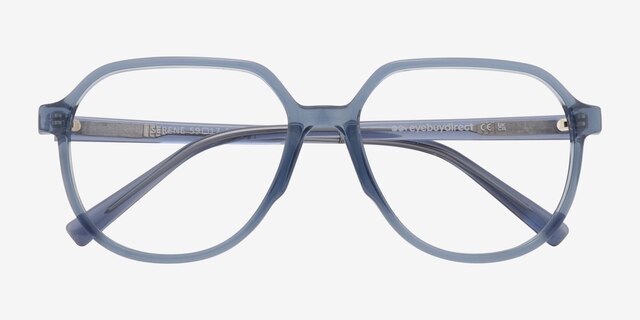 Serene Clear Blue PlasticEyeglass Frames from EyeBuyDirect, Closed View