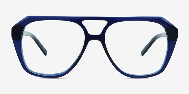 Sea Navy AcetateEyeglass Frames from EyeBuyDirect, Front View