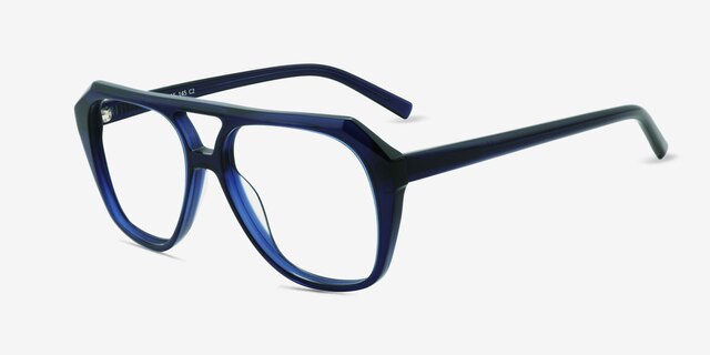 Sea Navy AcetateEyeglass Frames from EyeBuyDirect, Angle View