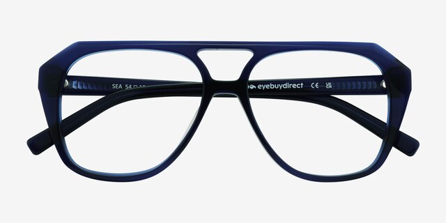 Sea Navy AcetateEyeglass Frames from EyeBuyDirect, Closed View