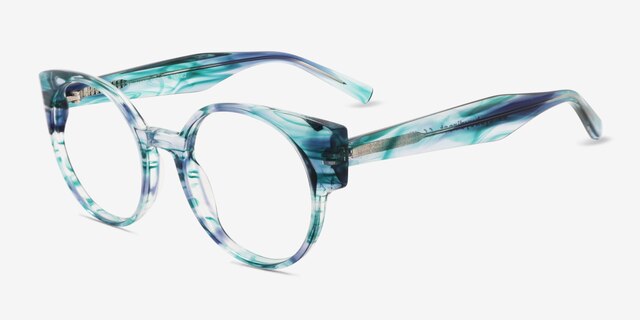 Tsunami Floral AcetateEyeglass Frames from EyeBuyDirect, Angle View