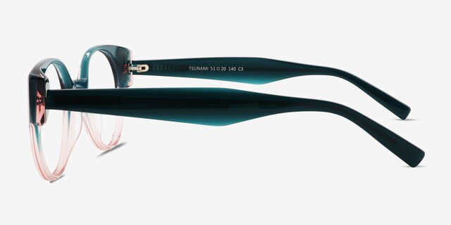Tsunami Green Pink AcetateEyeglass Frames from EyeBuyDirect, Side View