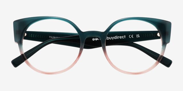 Tsunami Green Pink AcetateEyeglass Frames from EyeBuyDirect, Closed View