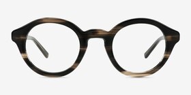 Miles Striped Brown Acétate Montures de lunettes de vue d'EyeBuyDirect, Vue de Face