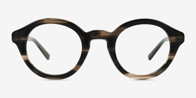 Miles Striped Brown AcetateEyeglass Frames from EyeBuyDirect, Front View