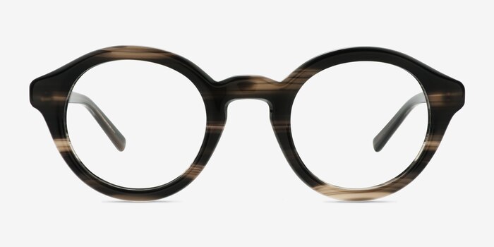 Miles Striped Brown Acétate Montures de lunettes de vue d'EyeBuyDirect