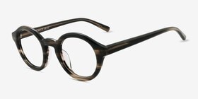 Miles Striped Brown Acétate Montures de lunettes de vue d'EyeBuyDirect, Vue d'Angle