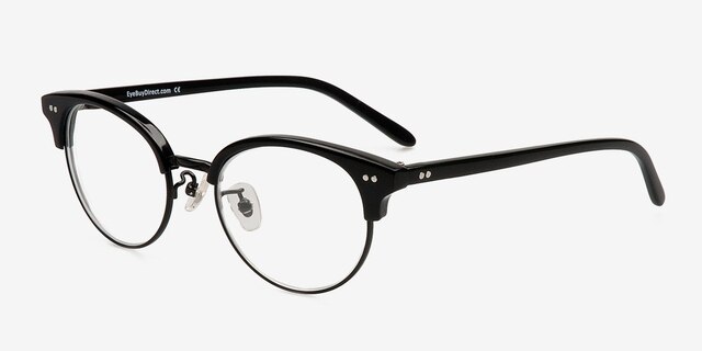 Annabel Black Acetate-metalEyeglass Frames from EyeBuyDirect, Angle View