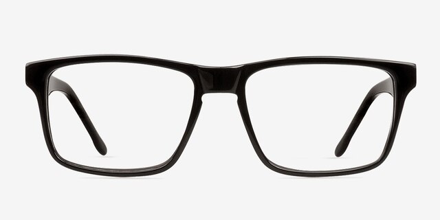 Ed Noir AcétateMontures de lunettes de vue d'EyeBuyDirect, Vue de Face