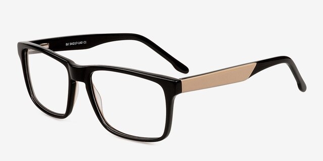 Ed Noir AcétateMontures de lunettes de vue d'EyeBuyDirect, Vue d'Angle