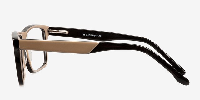 Ed Noir AcétateMontures de lunettes de vue d'EyeBuyDirect, Vue de Côté