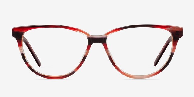Aliyah Red & Strip AcetateEyeglass Frames from EyeBuyDirect, Front View