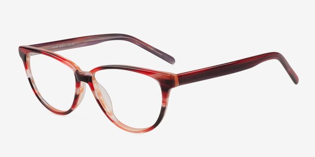 Aliyah Red & Strip AcetateEyeglass Frames from EyeBuyDirect, Angle View