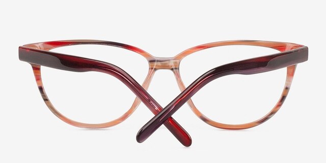 Aliyah Red & Strip AcetateEyeglass Frames from EyeBuyDirect, Closed View
