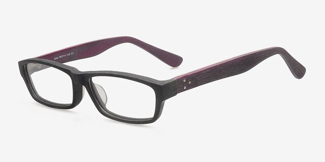 Joss Black & Purple AcetateEyeglass Frames from EyeBuyDirect, Angle View