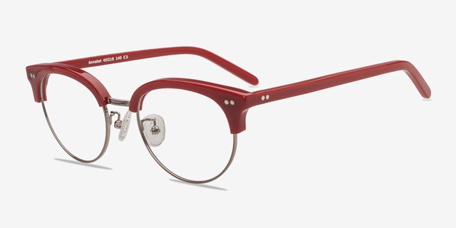 Annabel Rouge Acetate-metalMontures de lunettes de vue d'EyeBuyDirect, Vue d'Angle