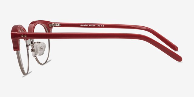 Annabel Rouge Acetate-metalMontures de lunettes de vue d'EyeBuyDirect, Vue de Côté