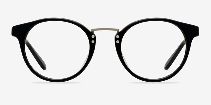 Get Lucky Black/Silver Acetate Eyeglass Frames from EyeBuyDirect