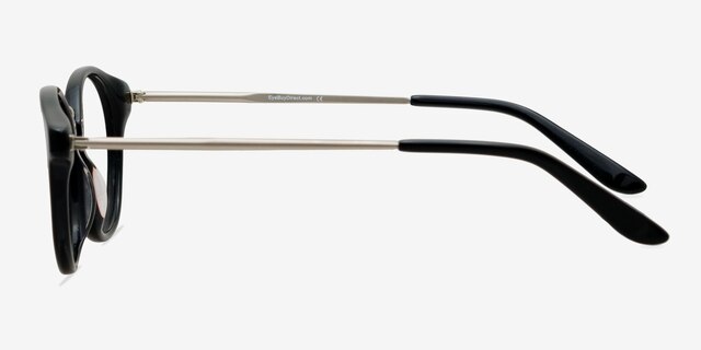 Get Lucky Black & Silver AcetateEyeglass Frames from EyeBuyDirect, Side View