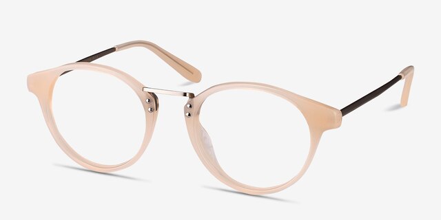 Get Lucky Ivory & Silver Acetate-metalEyeglass Frames from EyeBuyDirect, Angle View