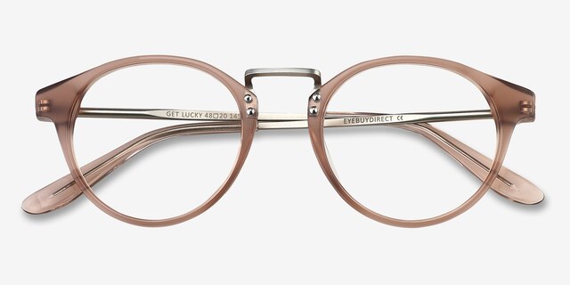 Get Lucky Brown & Silver Acetate-metalMontures de lunettes de vue d'EyeBuyDirect, Vue Rapprochée