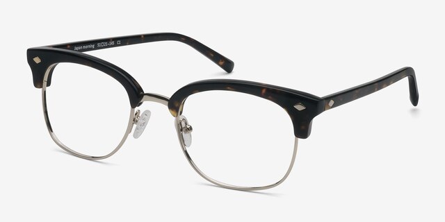 Japan Morning Dark Tortoise Acetate-metalEyeglass Frames from EyeBuyDirect, Angle View