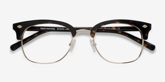 Japan Morning Dark Tortoise Acetate-metalEyeglass Frames from EyeBuyDirect, Closed View