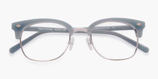 Japan Morning Blue Acetate-metalMontures de lunettes de vue d'EyeBuyDirect, Vue Rapprochée