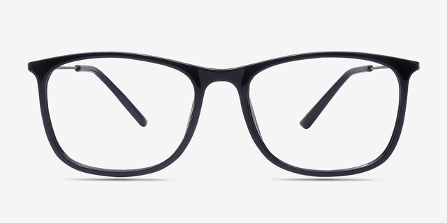 Hurricane Black PlasticEyeglass Frames from EyeBuyDirect, Front View