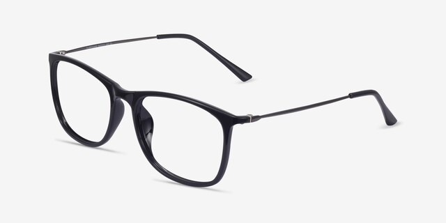 Hurricane Black PlasticEyeglass Frames from EyeBuyDirect, Angle View