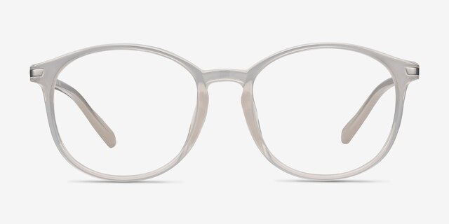 Lindsey Clear White MetalEyeglass Frames from EyeBuyDirect, Front View