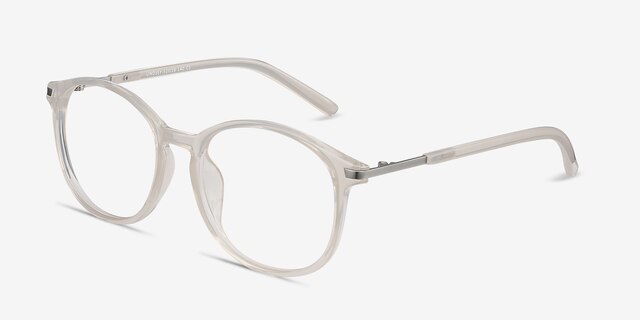 Lindsey Clear White MetalEyeglass Frames from EyeBuyDirect, Angle View