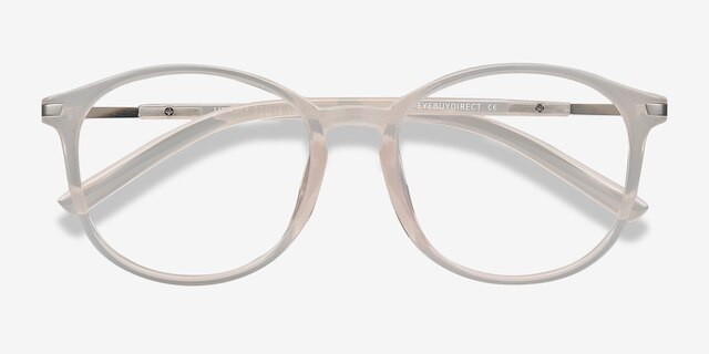 Lindsey Clear White MetalEyeglass Frames from EyeBuyDirect, Closed View