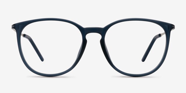 Naomi Matte Blue MetalEyeglass Frames from EyeBuyDirect, Front View