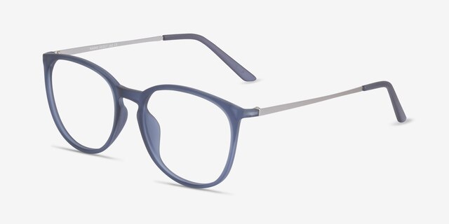 Naomi Matte Blue MetalEyeglass Frames from EyeBuyDirect, Angle View