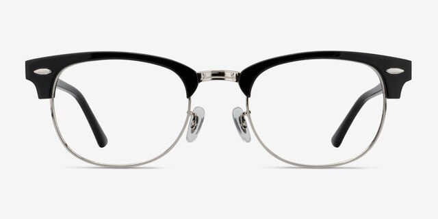 Sweet Janet Black Silver Acetate-metalEyeglass Frames from EyeBuyDirect, Front View