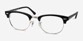 Sweet Janet Black Silver Acetate-metal Montures de lunettes de vue d'EyeBuyDirect, Vue d'Angle