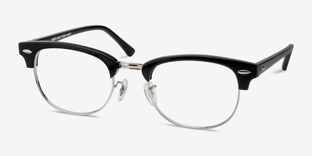 Sweet Janet Black Silver Acetate-metalEyeglass Frames from EyeBuyDirect, Angle View