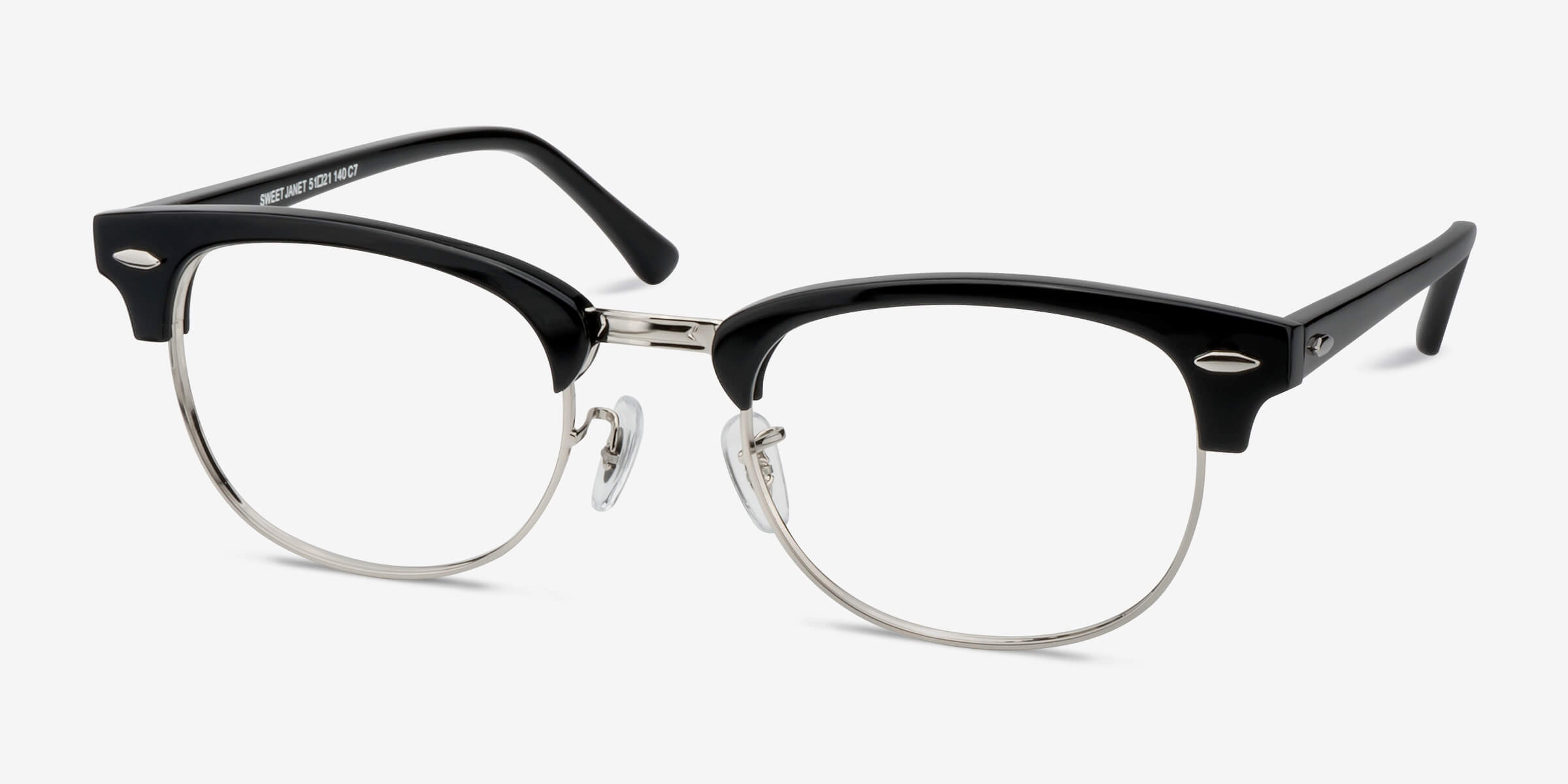 Sweet Janet Browline Black Silver Full Rim Eyeglasses | Eyebuydirect