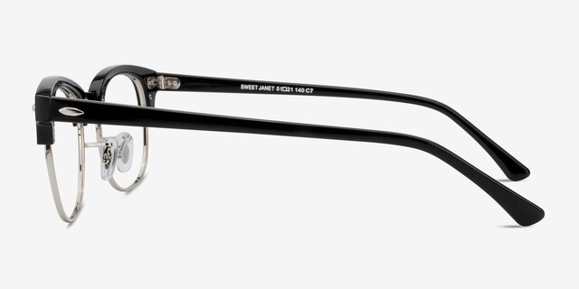 Sweet Janet Black Silver Acetate-metalEyeglass Frames from EyeBuyDirect, Side View