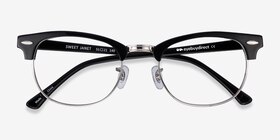 Sweet Janet Black Silver Acetate-metal Montures de lunettes de vue d'EyeBuyDirect, Vue Rapprochée