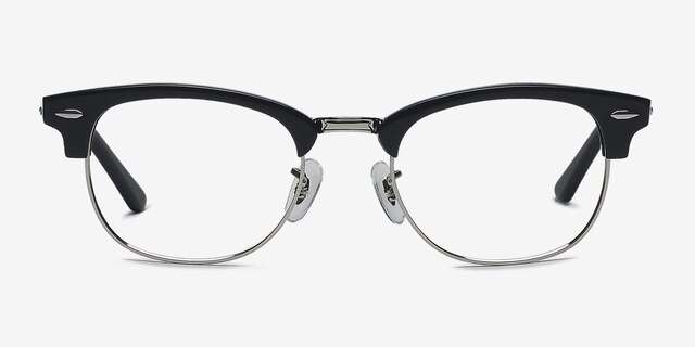 Sweet Janet Navy Silver AcetateEyeglass Frames from EyeBuyDirect, Front View