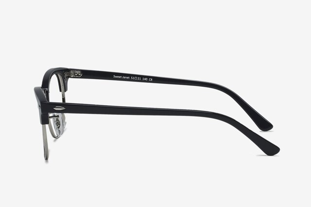 Sweet Janet Navy Silver AcetateEyeglass Frames from EyeBuyDirect, Side View