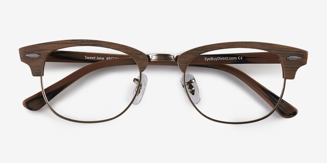 Sweet Jane Brown Wood-textureEyeglass Frames from EyeBuyDirect, Closed View