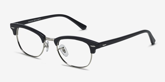 Sweet Jane Navy Silver AcetateEyeglass Frames from EyeBuyDirect, Angle View